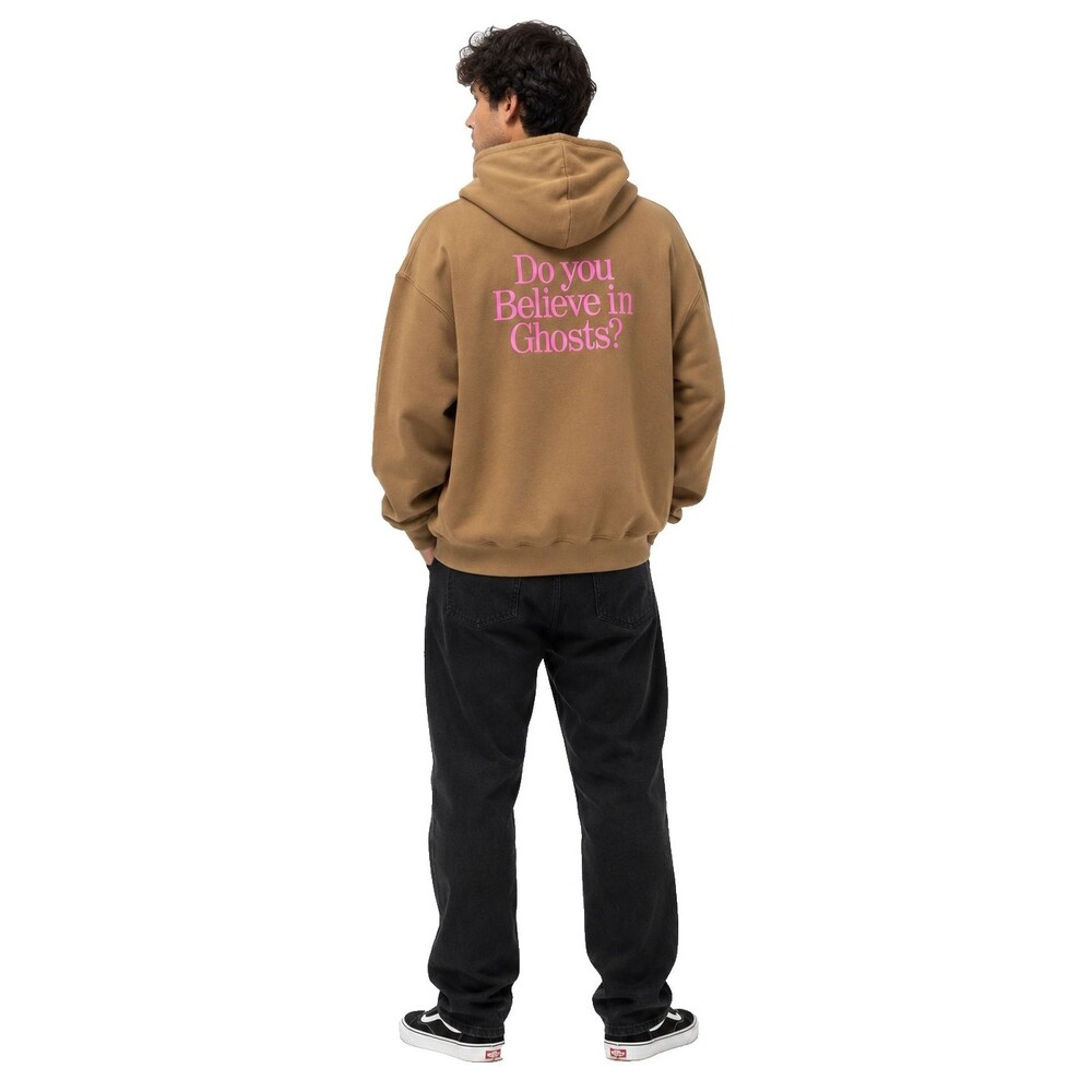 Lonely Ghost Ghostly Oversized Hoodie Tan Pink S Logo "Do You Believe In Ghosts"
